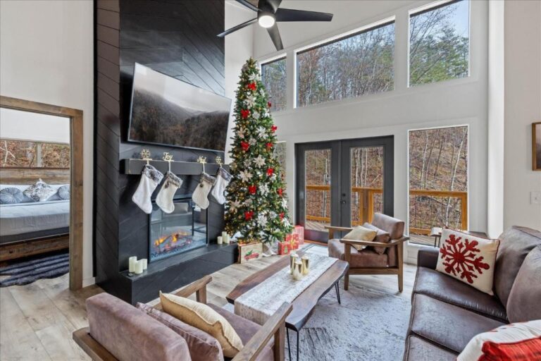 along the tree top cabin living area decorated
