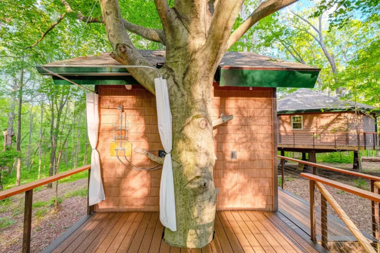 luxury treehouse outdoorshower